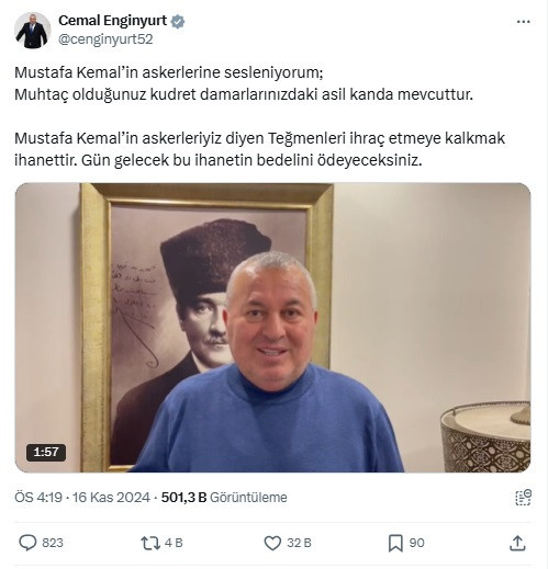 Cemal Enginyurt teğmenleri destekliyor